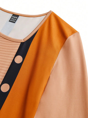 Women's Asymmetric Neck Striped Long Sleeve Dress