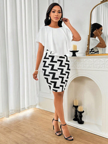 Women's Elegant Ruffle Pattern Slim Fit Mini Dress For Commuting Wear