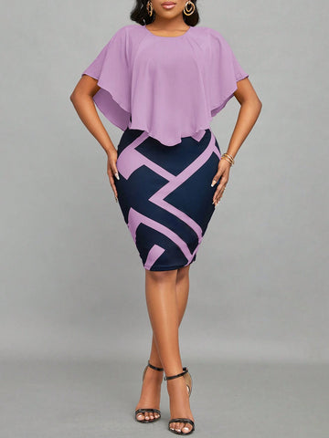 Women's Fashionable Color Block Short Sleeve Dress
