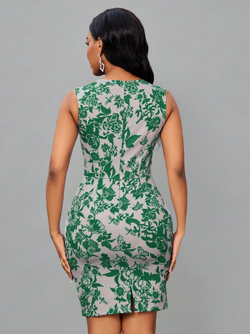 Women's Full Floral Print Bodycon Dress