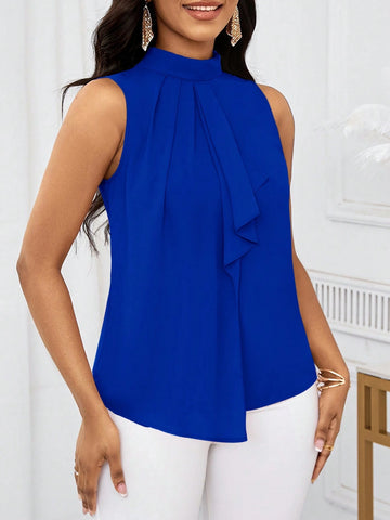 Lady Women's Pink Ruffled Collar Open Shoulder Short Blouse For Summer