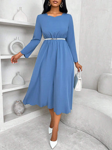 Women's Solid Color Minimalist Casual Mid-Length Dress