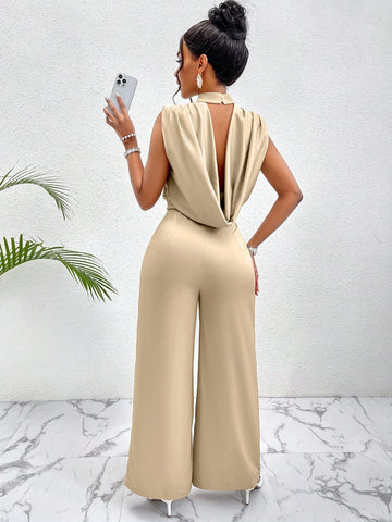 Women's Solid Color Vertical Feeling Jumpsuit