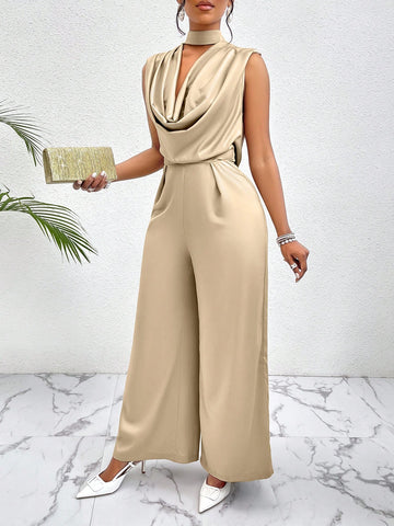 Women's Solid Color Vertical Feeling Jumpsuit
