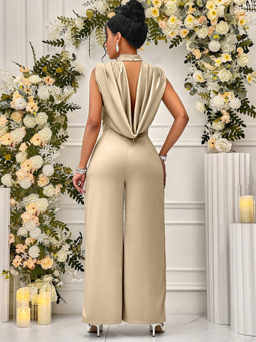 Women's Solid Color Vertical Feeling Jumpsuit
