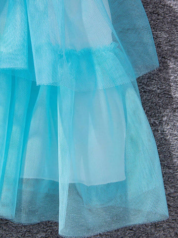 Little Girls' Gradient Multilayer Mesh Dress