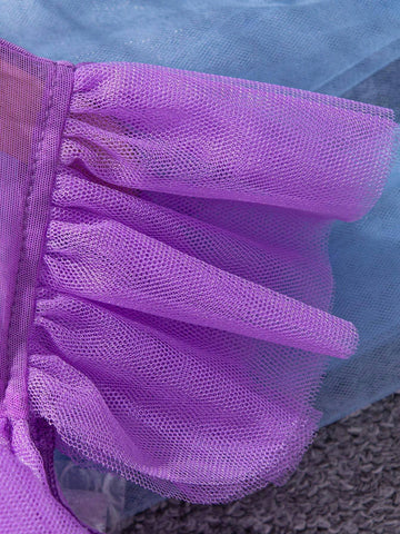 Little Girls' Gradient Multilayer Mesh Dress