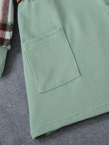 (Little) Girls' Solid Color Patchwork Lapel Long Sleeve Pocket Casual Dress