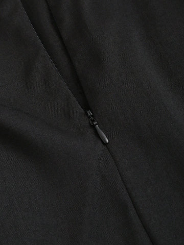 MOD 1pc Solid Color Asymmetric Pleated Side Slit Skirt, Summer