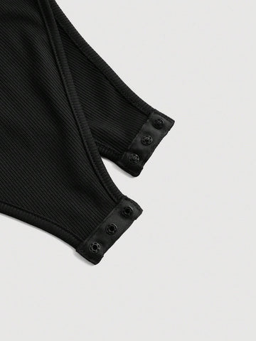 3d Embroidered Lace Trim Spaghetti Strap Bodysuit