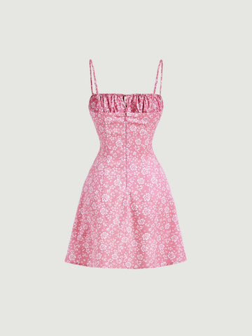 MOD Allover Floral Print Ruched Bust Cami Dress