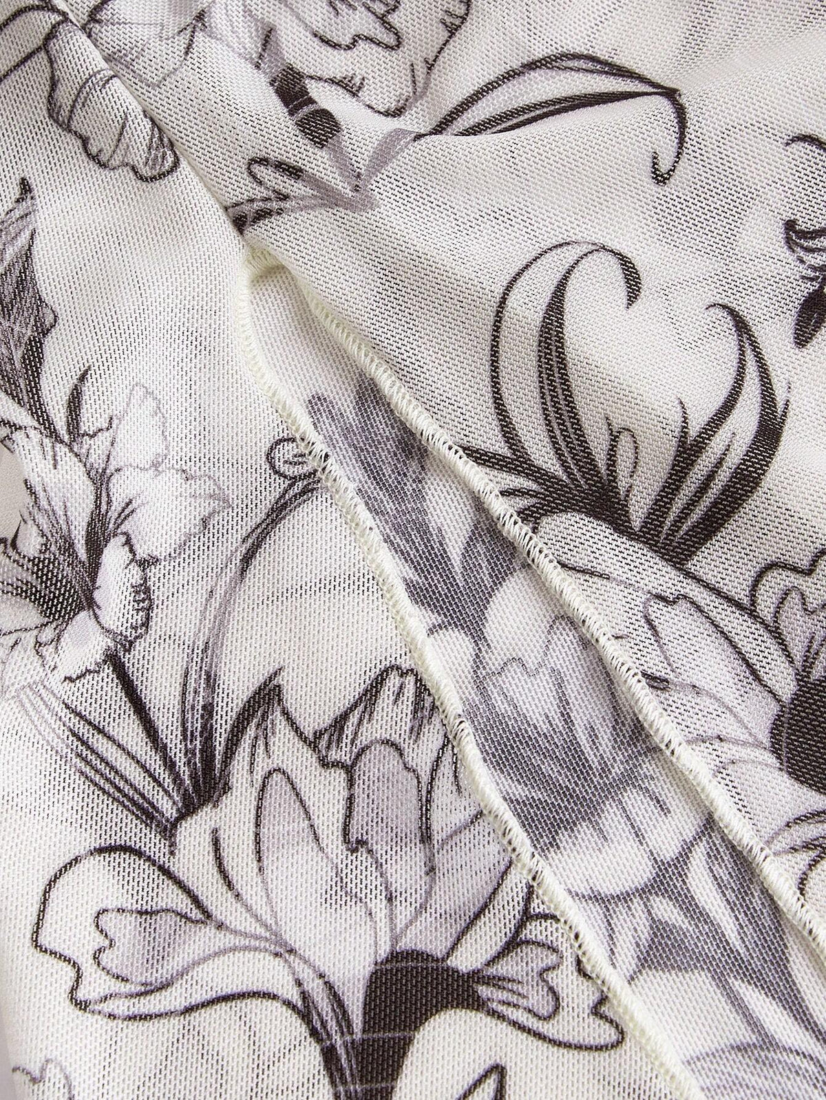 Apricot Base Black Vintage Printed Front Tie Flared Sleeve Crew Neck T-Shirt