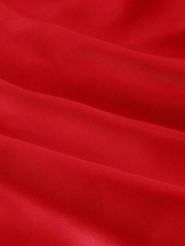 MOD Apricot Draped Collar Satin Trumpet Sleeve Shirt, Vintage, Party,Formal Top,Fall Women