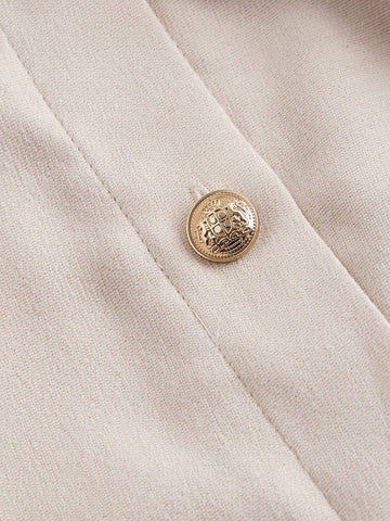 MOD Apricot High-Waisted Metal Buckle Skirt With Belt, Elegant Dresses,Fall/Winter Skirt,Old Money Style Skirt ,Fall Wedding Guest Skirt,Halloween Outfits,Tall Women Skirt,Renaissance Fair Skirt