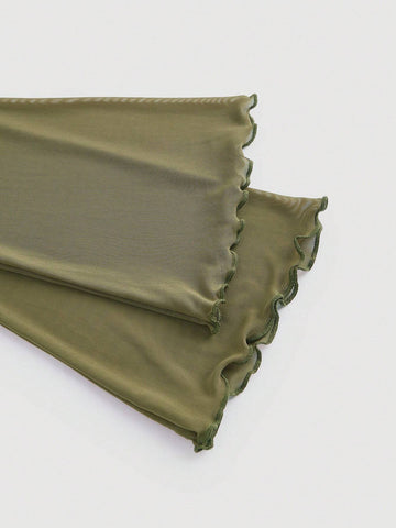 Off-Shoulder Mesh 2in1 Trumpet Sleeve Long Sleeve Women's