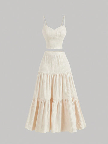 Apricot Women's Camisole Tank Top And Women's Long Skirt,Brunch Outfit,Women Two Piece Sets,Inside Out,Fall Clothes,Back To School Clothes