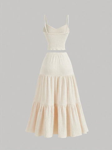 Apricot Women's Camisole Tank Top And Women's Long Skirt,Brunch Outfit,Women Two Piece Sets,Inside Out,Fall Clothes,Back To School Clothes