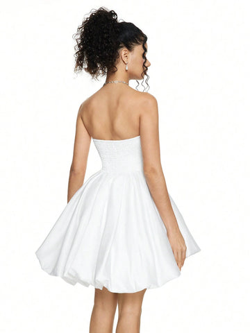 Black Bandeau Cloud Flower Hem Dress