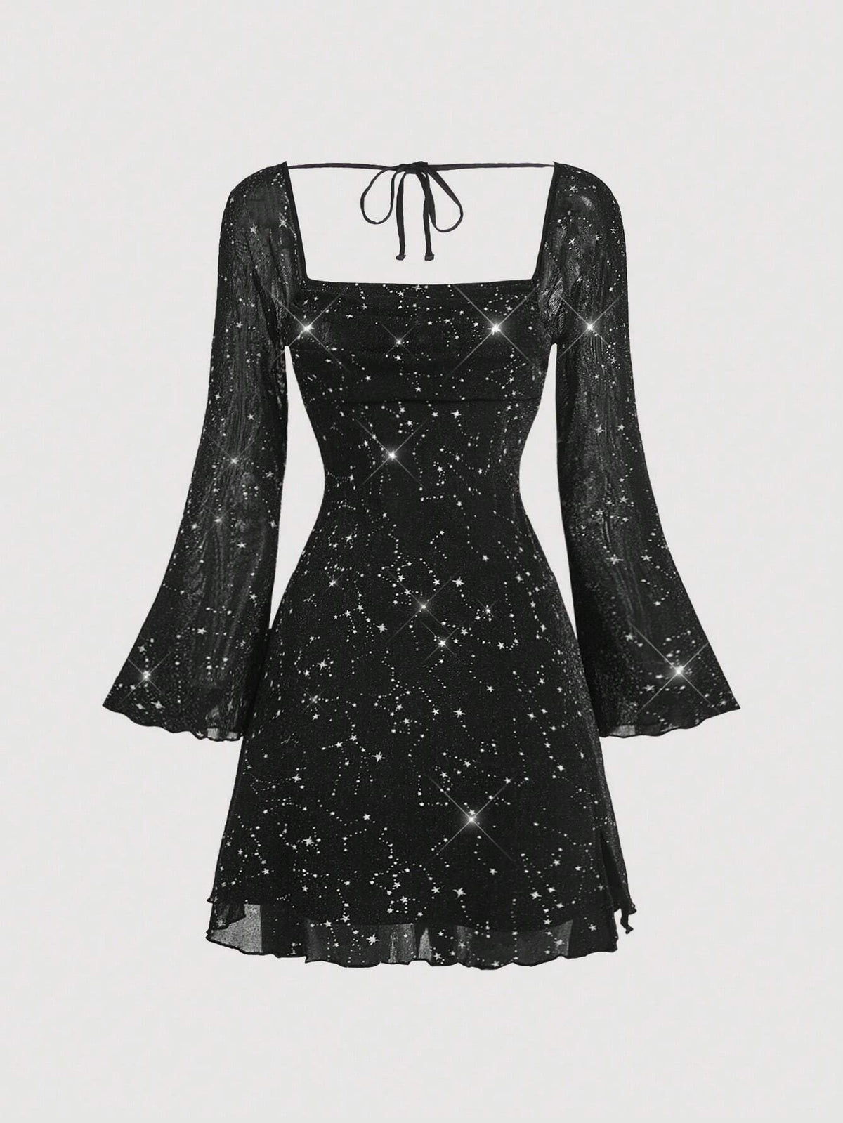 Black Dress With Front Gathered Bell Sleeves, Autumn Dress, Christmas Dress For Girls, Elegant Sexy Dress, Fairy Dress, Mermaid Dress, Halloween Dress,Fairy Costume