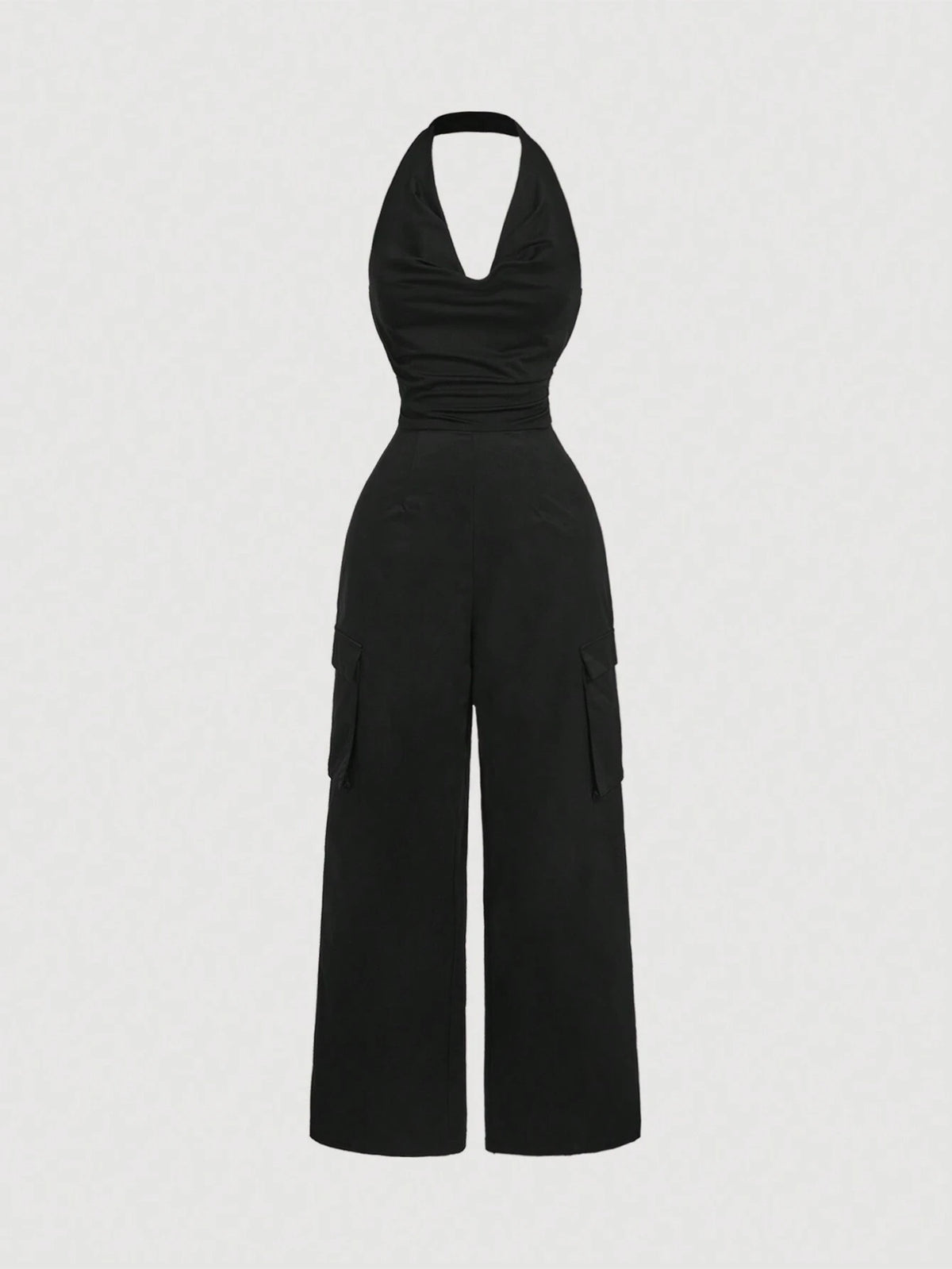 Black Vintage Jumpsuit With Collared Neck & Utility Pockets,Halloween Customs Women,Devil Costume,Cat Woman Costume,Homecoming Clothes,Concert Outfits,Christmas Women Clothes