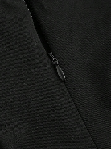 Black Vintage Jumpsuit With Collared Neck & Utility Pockets,Halloween Customs Women,Devil Costume,Cat Woman Costume,Homecoming Clothes,Concert Outfits,Christmas Women Clothes