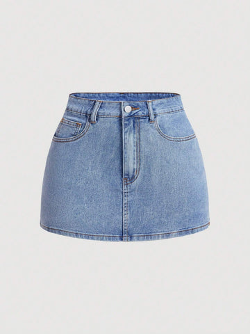 MOD Bow Decor Denim Mini Skirt For Summer