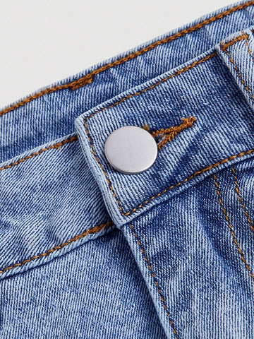 MOD Bow Decor Denim Mini Skirt For Summer