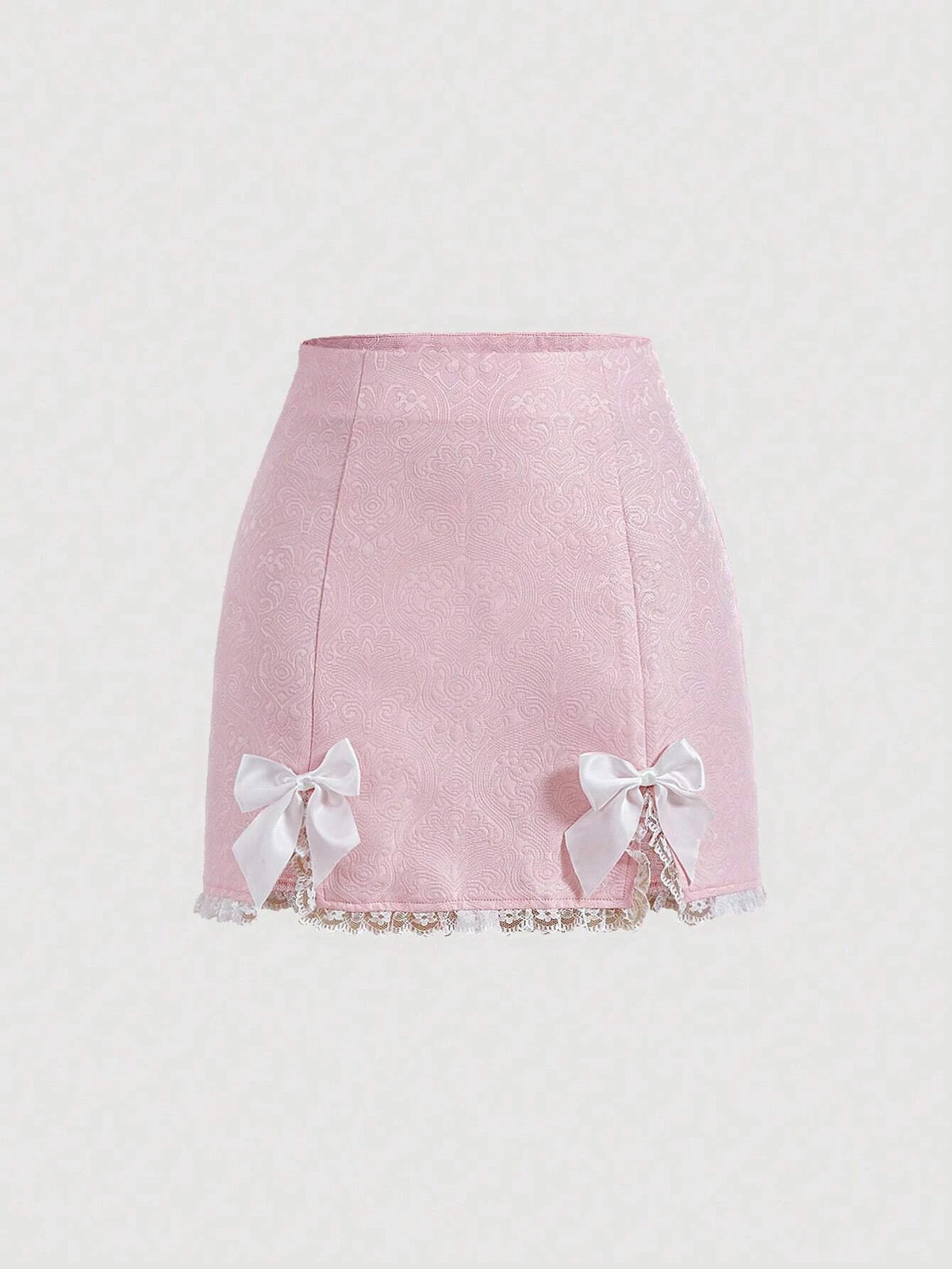 MOD Bow Detail Split Hem Pink Short Skirt