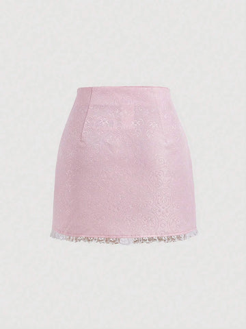 MOD Bow Detail Split Hem Pink Short Skirt