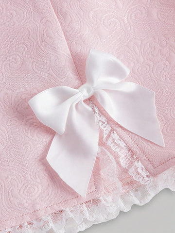 MOD Bow Detail Split Hem Pink Short Skirt