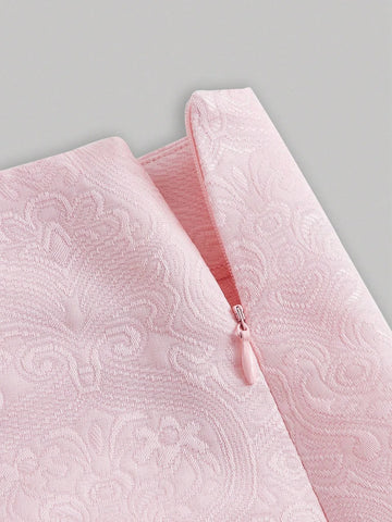 MOD Bow Detail Split Hem Pink Short Skirt