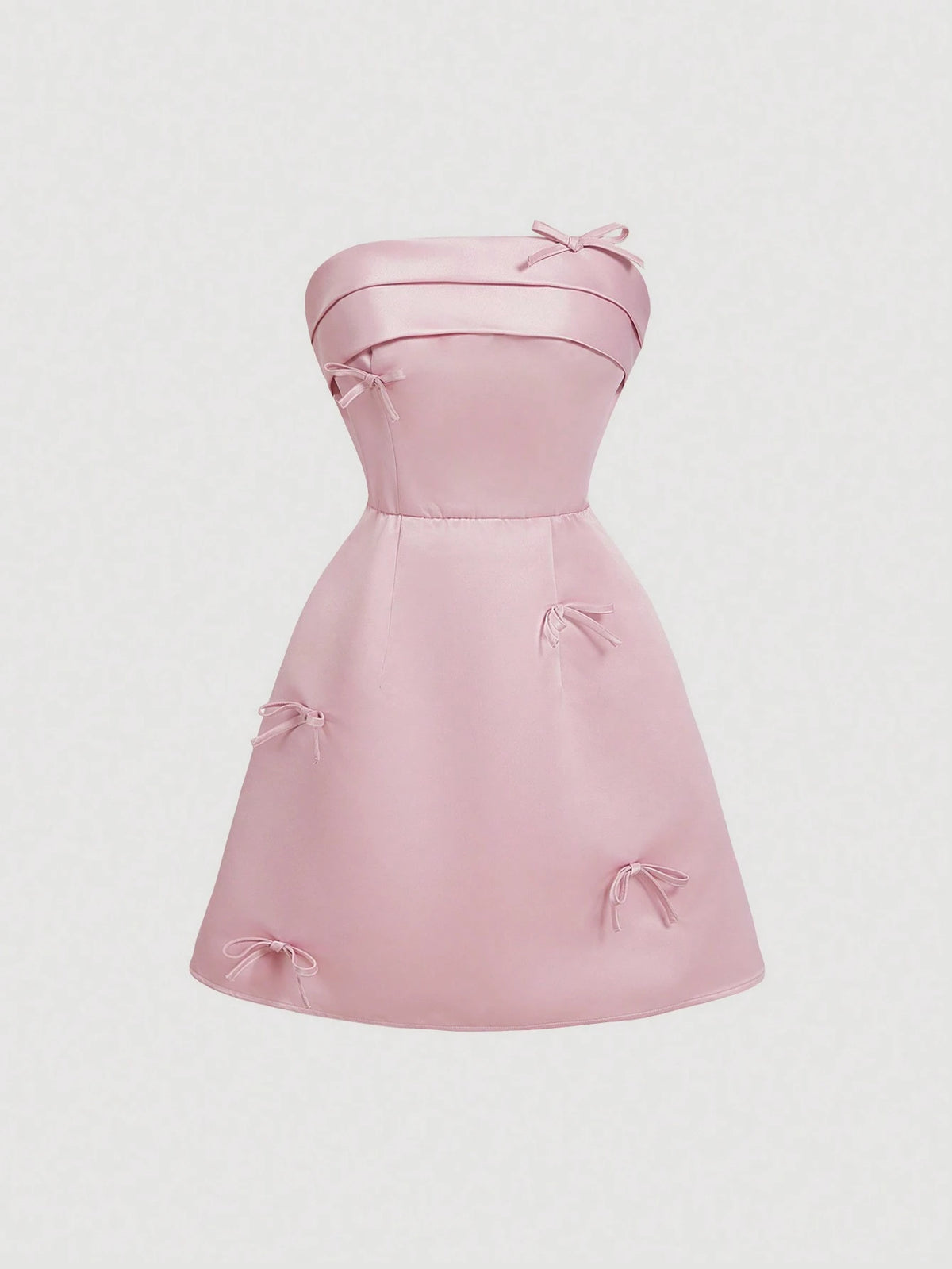 Bowknot Collar Accent Satin Short Dress
