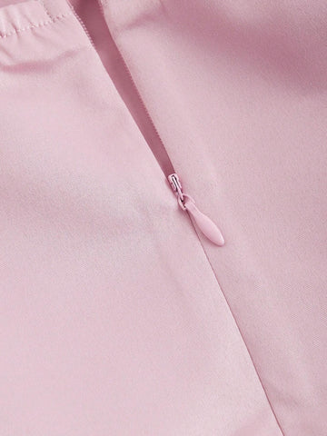 Bowknot Collar Accent Satin Short Dress