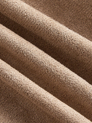 Bust Cup Waist Gather Pleated A-Line Deer Suede Dress