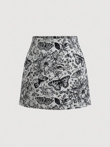 MOD Butterfly Print Skirt