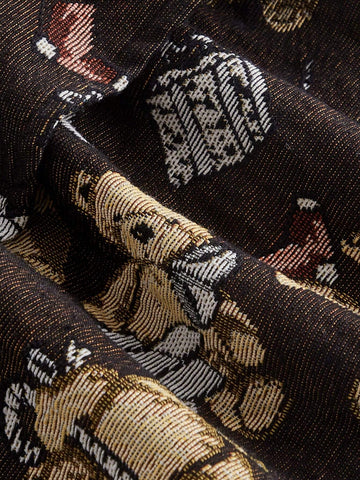 MOD Cartoon Bear Print Layer Hem Skirt