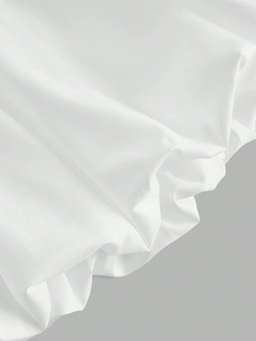 MOD Casual Plain Woven High Waist Loose Bubble Women Skirt