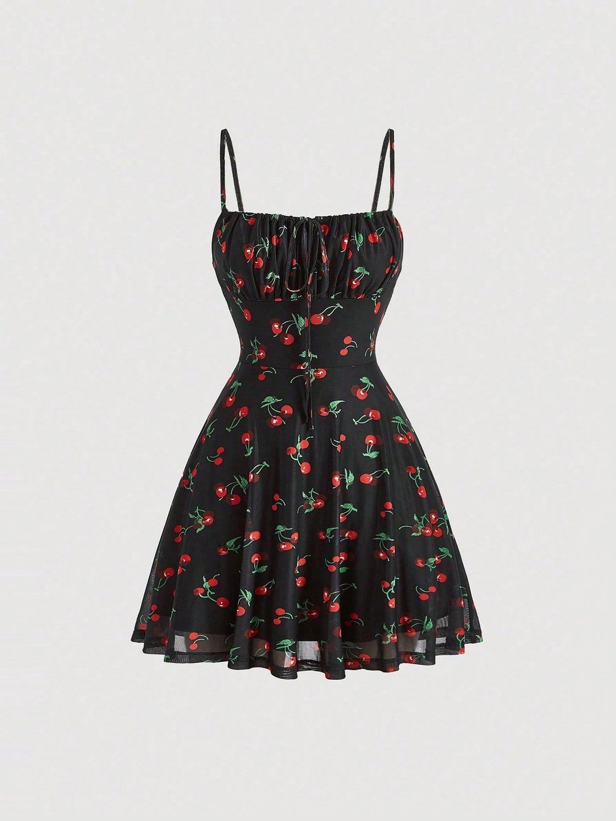 MOD Cherry Print Ruched Bust Cami Dress
