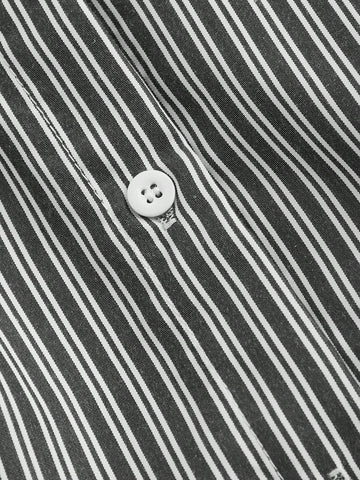 MOD Collared Button-Front Long Sleeve Striped Minimalist Casual Blouse