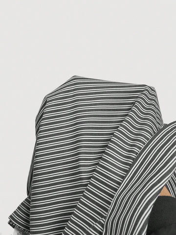 MOD Collared Button-Front Long Sleeve Striped Minimalist Casual Blouse