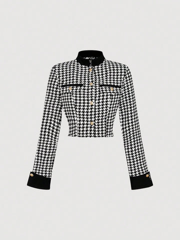 Contrast Collar Jacket, Pleated Mini Skirt, Set Of 2 From Vintage Suit, Winter Suit, New Year Outfit, Elegant Suit, Black And White Contrast Suit