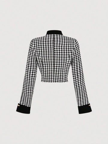 Contrast Collar Jacket, Pleated Mini Skirt, Set Of 2 From Vintage Suit, Winter Suit, New Year Outfit, Elegant Suit, Black And White Contrast Suit