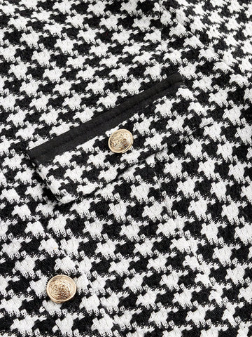 Contrast Collar Jacket, Pleated Mini Skirt, Set Of 2 From Vintage Suit, Winter Suit, New Year Outfit, Elegant Suit, Black And White Contrast Suit