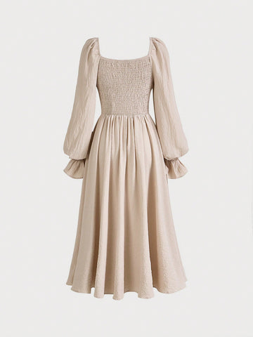 MOD Contrast Floral Print Lace Up Front Flounce Sleeve Dress