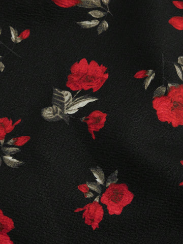 Contrast Trim Tank Top & High Slit Floral Skirt Retro Suit