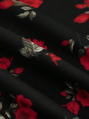 Contrast Trim Tank Top & High Slit Floral Skirt Retro Suit