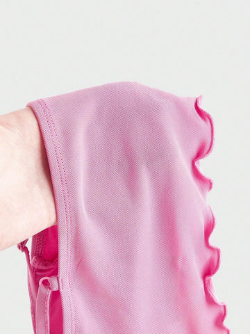 Coquette Bow Solid Color Sheer Mesh Asymmetrical Hem Cami Top And Skirt Summer Women Two Piece Sets