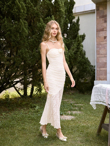 Cream Slim Fit Mermaid Long Dress, Romantic Vintage Dress, Party/Wedding Formal Gown