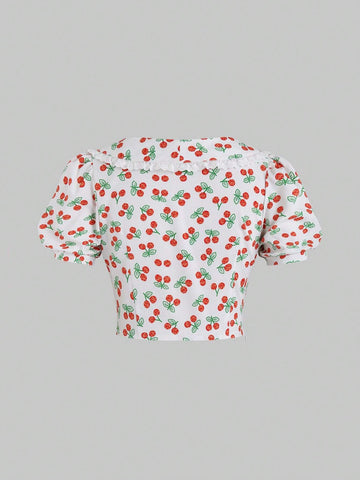MOD Ditsy Floral Print Puff Sleeve Blouse For Summer