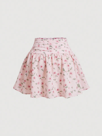 MOD Ditsy Floral Print Ruched Skirt